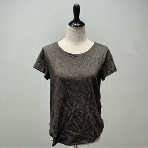 H&M Speckled Print Black Short Sleeve Women's Tee